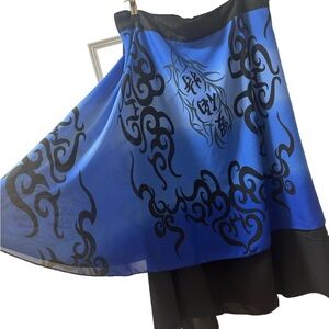 Impressions Convertible Wrap Skirt Dress Blue Black Tribal Multiway Boho